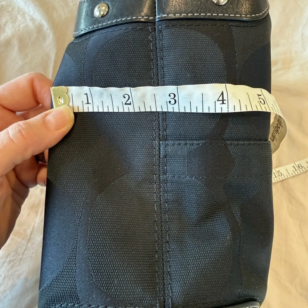 Coach Signature Black Canvas Shoulder Hobo with Silver Hardware - Picture 10 of 12